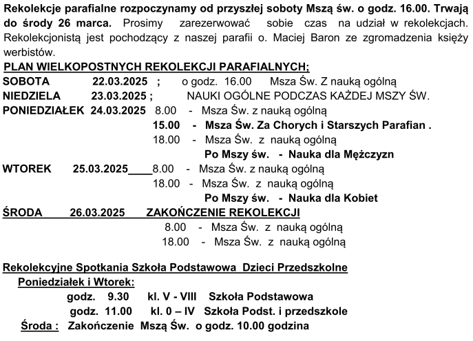 REKOLEKCJE 2025